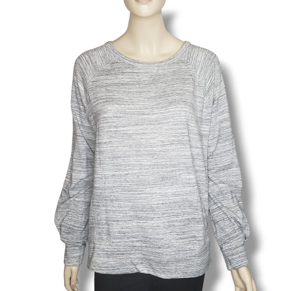 Athleta Bandha Sweatshirt Womens XS Marl Grey Heather Modal Balloon Sleeve